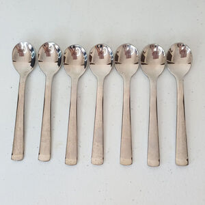 (7) Gingko Helmick Glossy 18/10 Stainless Steel Demitasse Coffee Spoons 4.5"